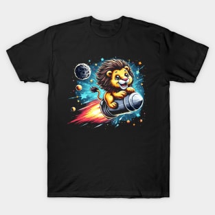 Majestic Lion Takes Flight to the Cosmos T-Shirt